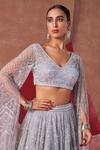 Shop_Jigar Mali_Gray Net Sequins, Embroidery V-neck Designer Grey Lehenga And Blouse Set _Online_at_Aza_Fashions
