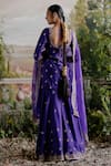 Shop_Jigar Mali_Purple Chanderi, Organza Embroidery, Sequins Round Designer Kurta Sharara Set _at_Aza_Fashions
