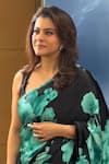 Shop_Studio 113_Blue Georgette Embroidery Floral Cluster Print Saree With Blouse _Online