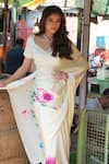 Buy_Studio 113_White Silk, Satin Abstract Floral Print Saree _Online