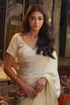 Studio 113_White Silk, Satin Abstract Floral Print Saree 