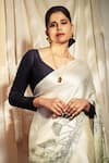 Buy_Studio 113_White Silk, Satin Embroidery Kantha Mandala Print Saree With Blouse _Online