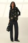 Buy_Payal Pratap_Black Viscose, Linen Embroidery Round Neck Ambridge Double Breasted Jacket _at_Aza_Fashions