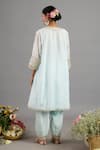 Shop_Saina Kapoor_Blue Chanderi, Organza Sequins, Embroidery Keyhole Neck Designer Ice Kurta Set _at_Aza_Fashions