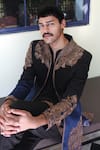 Angad Creations_Black Cotton Satin Embroidery Designer Tilla Thread Work Kurta Set _at_Aza_Fashions