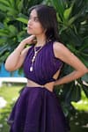 Buy_Foram Patel_Purple Organza Round Neck Soft Dress _Online_at_Aza_Fashions