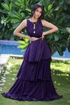 Buy_Foram Patel_Purple Organza Round Neck Soft Dress _at_Aza_Fashions