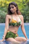 Shop_Foram Patel_Green Georgette Sweetheart Neck Floral Print Swimwear Set _Online_at_Aza_Fashions