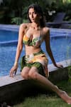 Buy_Foram Patel_Green Georgette Sweetheart Neck Floral Print Swimwear Set 