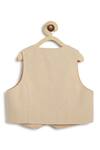 Tiber Taber_White Cotton Embroidery Beige Designer Boys Waistcoat Set _Online