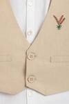 Shop_Tiber Taber_White Cotton Embroidery Beige Designer Boys Waistcoat Set _Online