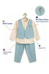 Buy_Tiber Taber_Cream Cotton Embroidery Designer Blue Boys Suit _Online_at_Aza_Fashions