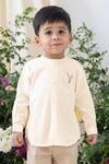 Buy_Tiber Taber_Cream Cotton Embroidery Designer Shirt _at_Aza_Fashions