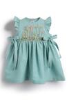 Buy_Tiber Taber_Blue Cotton Embroidery, Lace Floral Dress Set 