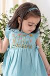Shop_Tiber Taber_Blue Cotton Embroidery, Lace Floral Dress Set _at_Aza_Fashions
