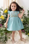 Buy_Tiber Taber_Blue Cotton Embroidery, Lace Floral Dress Set _at_Aza_Fashions