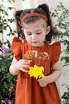 Shop_Tiber Taber_Rust Cotton Embroidery, Lace Dress Set _at_Aza_Fashions