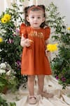 Buy_Tiber Taber_Rust Cotton Embroidery, Lace Dress Set _at_Aza_Fashions