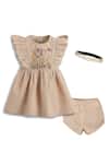 Tiber Taber_Beige Cotton Embroidery Dress Set _Online