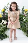 Shop_Tiber Taber_Beige Cotton Embroidery Dress Set _at_Aza_Fashions