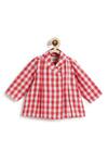 Tiber Taber_Red Cotton Checked Jhabla And Pyjama Set _Online