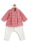 Buy_Tiber Taber_Red Cotton Checked Jhabla And Pyjama Set _Online