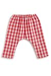 Shop_Tiber Taber_Red Cotton Checked Jhabla And Pyjama Set _Online