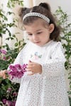 Shop_Tiber Taber_White Cotton Embroidery, Lace Floral Print Dress Set _at_Aza_Fashions
