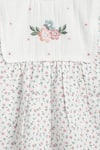 Shop_Tiber Taber_White Cotton Embroidery, Lace Floral Print Dress Set _Online