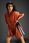 Deepika Arora_Orange Cotton Collared Designer Playsuit _Online_at_Aza_Fashions