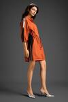 Buy_Deepika Arora_Orange Cotton Collared Designer Playsuit _Online_at_Aza_Fashions
