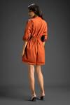 Shop_Deepika Arora_Orange Cotton Collared Designer Playsuit _at_Aza_Fashions