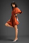 Shop_Deepika Arora_Orange Cotton Collared Designer Playsuit _Online_at_Aza_Fashions