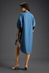 Shop_Deepika Arora_Blue Cotton Collared Designer Dress _at_Aza_Fashions