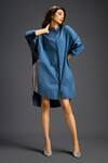 Buy_Deepika Arora_Blue Cotton Collared Designer Dress _at_Aza_Fashions
