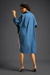 Shop_Deepika Arora_Blue Cotton Collared Designer Dress _Online_at_Aza_Fashions