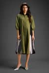 Buy_Deepika Arora_Green Cotton Collared Designer Dress _at_Aza_Fashions