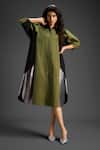 Buy_Deepika Arora_Green Cotton Collared Designer Dress _Online_at_Aza_Fashions