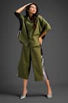 Shop_Deepika Arora_Green Cotton Mandarin Collar Designer Shirt And Pant Set _Online_at_Aza_Fashions