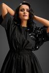 Shop_Deepika Arora_Black Cotton Round Neck Designer Embellished Dress _Online_at_Aza_Fashions