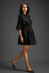 Deepika Arora_Black Cotton Round Neck Designer Embellished Dress _at_Aza_Fashions