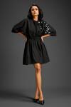 Buy_Deepika Arora_Black Cotton Round Neck Designer Embellished Dress _at_Aza_Fashions