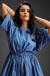 Deepika Arora_Blue Cotton Round Neck Designer Embellished Dress _Online_at_Aza_Fashions