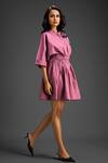 Buy_Deepika Arora_Pink Cotton Round Neck Sleeve Embellished Dress _Online_at_Aza_Fashions