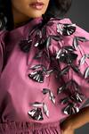 Deepika Arora_Pink Cotton Round Neck Sleeve Embellished Dress _at_Aza_Fashions