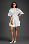 Buy_Deepika Arora_White Cotton Collared Designer Dress _at_Aza_Fashions