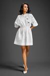 Deepika Arora_White Cotton Collared Designer Dress _Online_at_Aza_Fashions