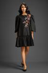 Buy_Deepika Arora_Black Cotton Metallic Thread Round Neck And Rust Designer Dress _at_Aza_Fashions