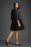 Shop_Deepika Arora_Black Cotton Metallic Thread Round Neck And Rust Designer Dress _at_Aza_Fashions