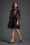 Deepika Arora_Black Cotton Metallic Thread Round Neck And Rust Designer Dress _Online_at_Aza_Fashions